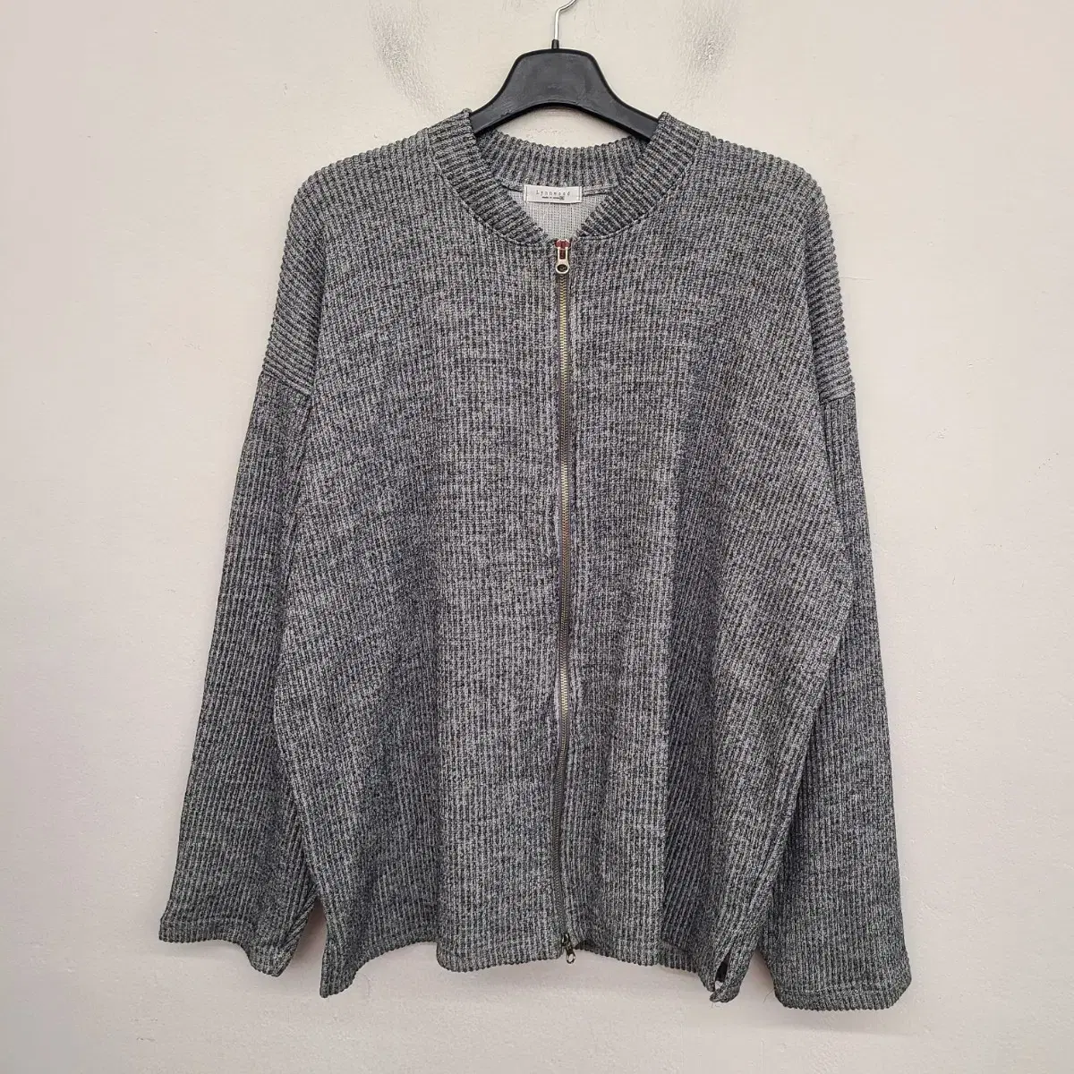 [115/3XL] Bimono two-way ribbed zip-up knit cardigan