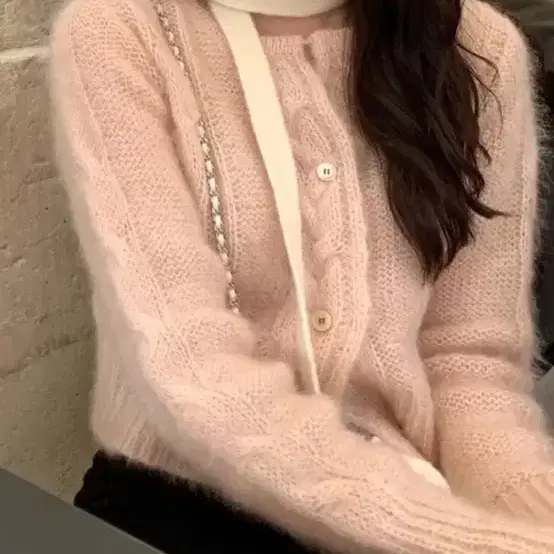 르플레인 SoftPink Kidmohair Cardigan (새상품)