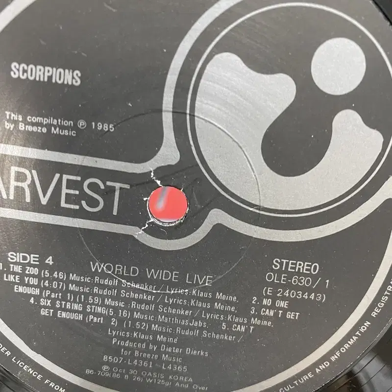 SCORPIONS LIVE  LP / AA3892