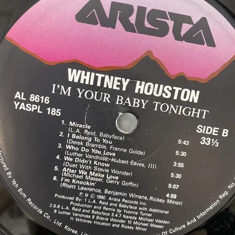 WHITNEY HOUSTON LP / AA3911