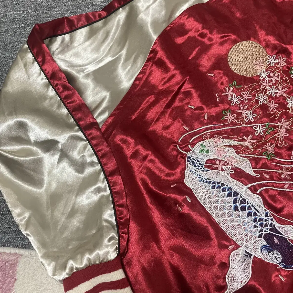 (빈티지)JPN Fish koi Souvenir jacket (스카쟌)