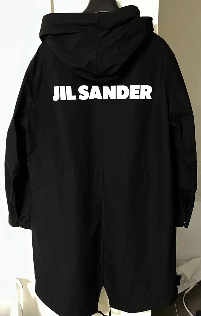 Jil Sander Logo Poplin Hooded Parka 44 Black