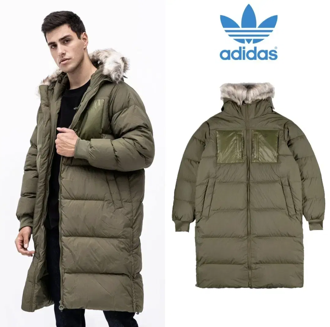 [adidas] Down Regen Long Puffer (XL, Khaki, 105)