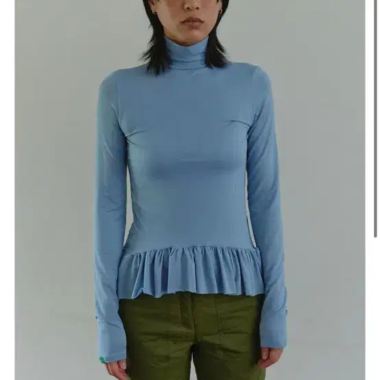 노컨텐츠 Shirring Turtleneck T_Sky Blue