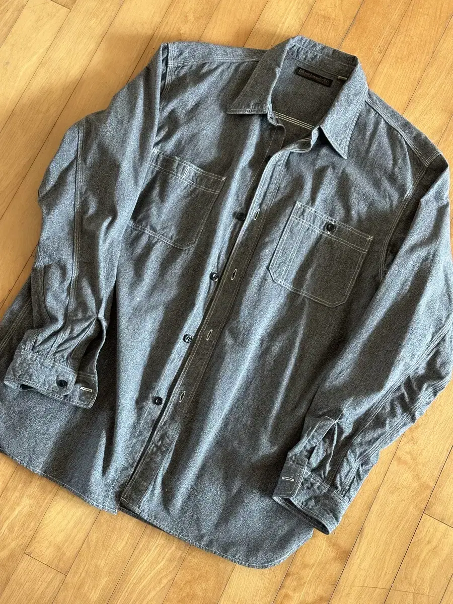 Full-count chambray shirt gray size 44 (105)