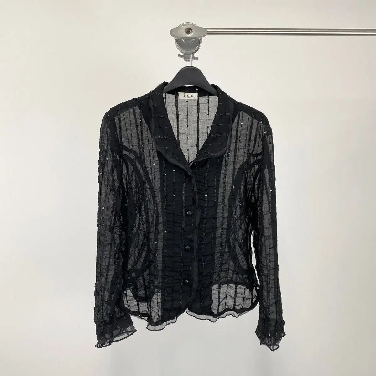 Vintage ICS OSAKA Sequin Detail See-Through Shirt