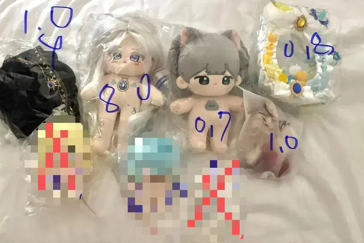 무속성 솜인형 20cm 10cm 옷  일괄 판매