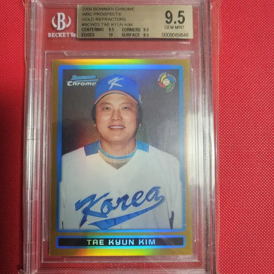 한화 김태균 50장한정 Topps WBC 골드 리플렉터 BGS 9.5등급