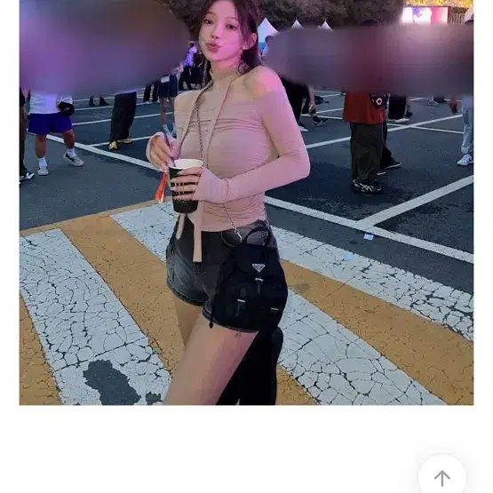 히프나틱 흑청 하이웨스트 카고숏팬츠