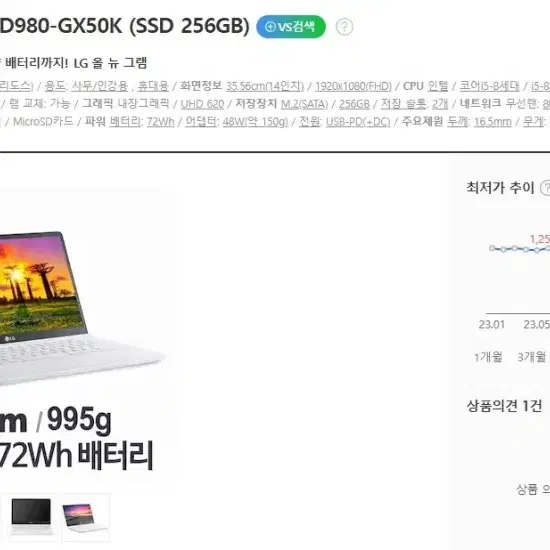 LG 개인소장용 i5 올뉴그램(화이트)/램16G