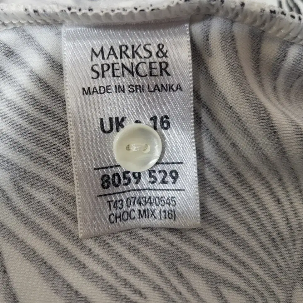 MARKS & SPENCER 얼룩말 민소매티 UK 16