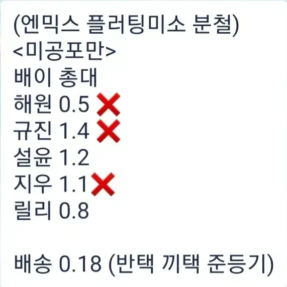 엔믹스 스틱아웃 플러팅미소 분철 설윤배이규진릴리지우해원