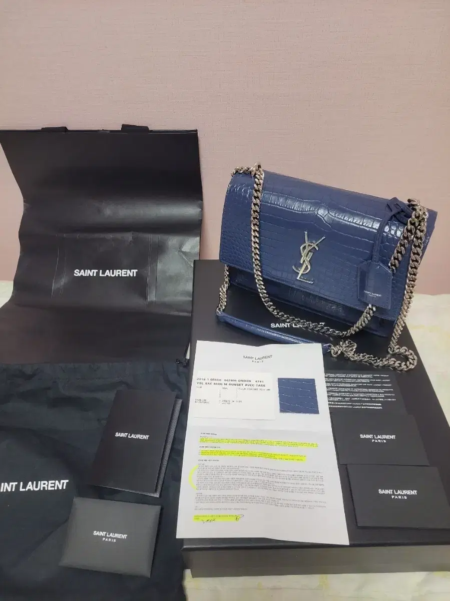 Genuine) Quick saleNew!Saint Laurent Crocodile Sunset Bag Medium Medium Medium Medium Bag Crossbody