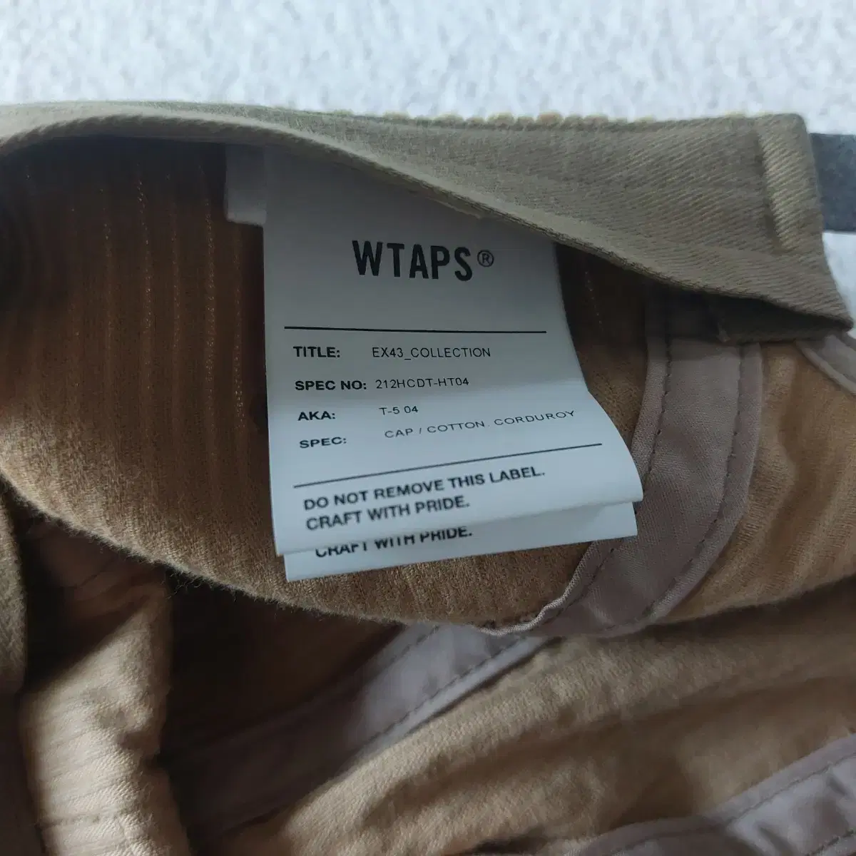 WTAPS T-5 04 CORDUROY 더블탭스 모자