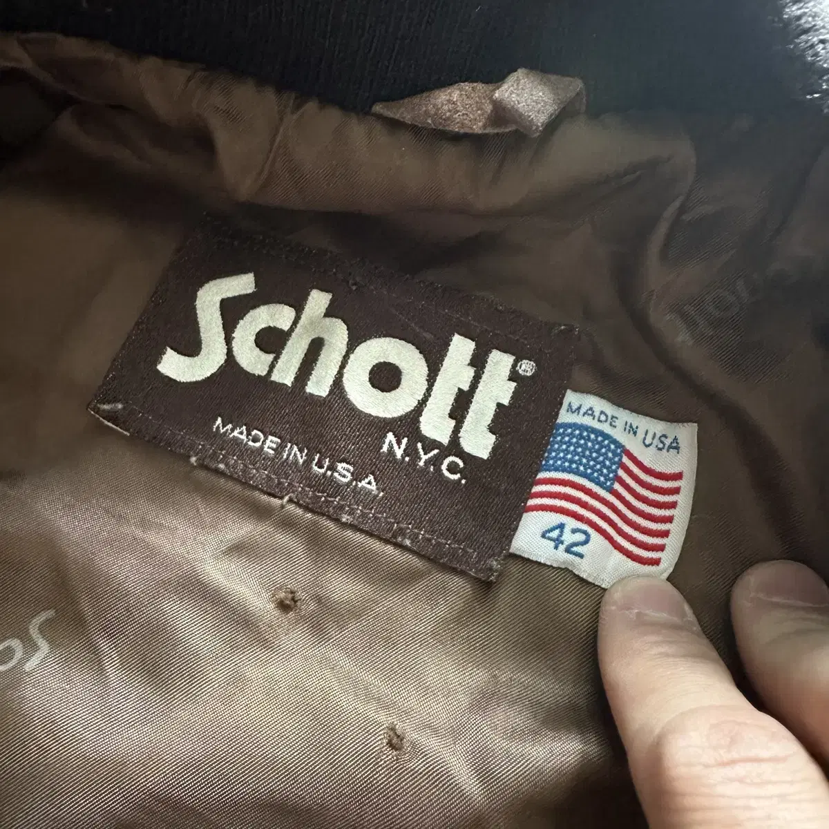 XL USA 쇼트 SCHOTT 소가죽 스웨이드 봄버 자켓