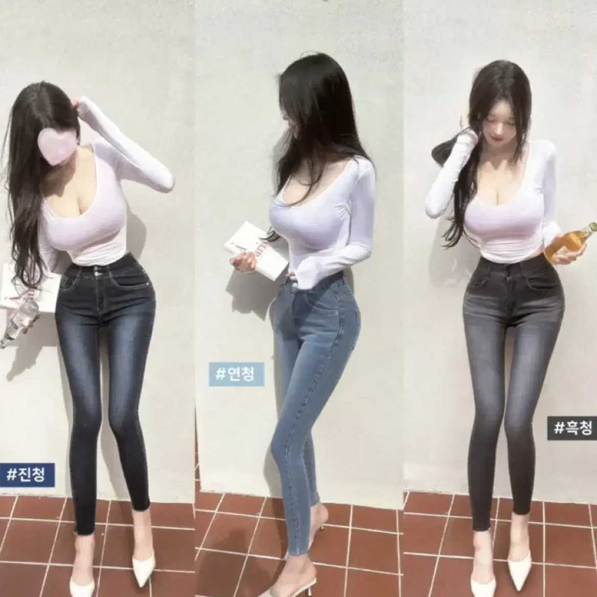 순느 츄잉 탱탱핏 굴림 기본티 U넥 긴팔티