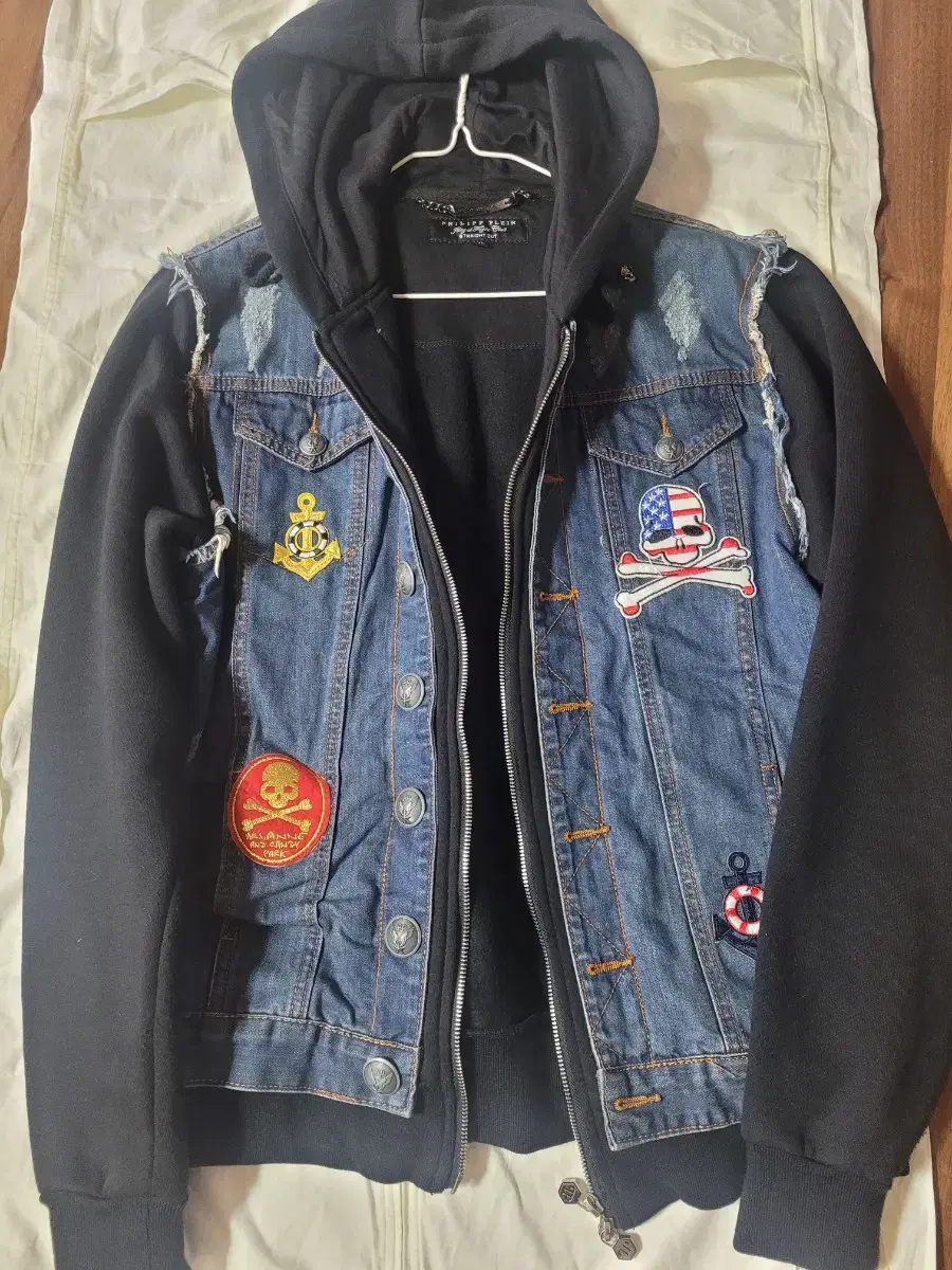 Philip Plein Denim Layered Hooded Jacket XL size 95-100 sells