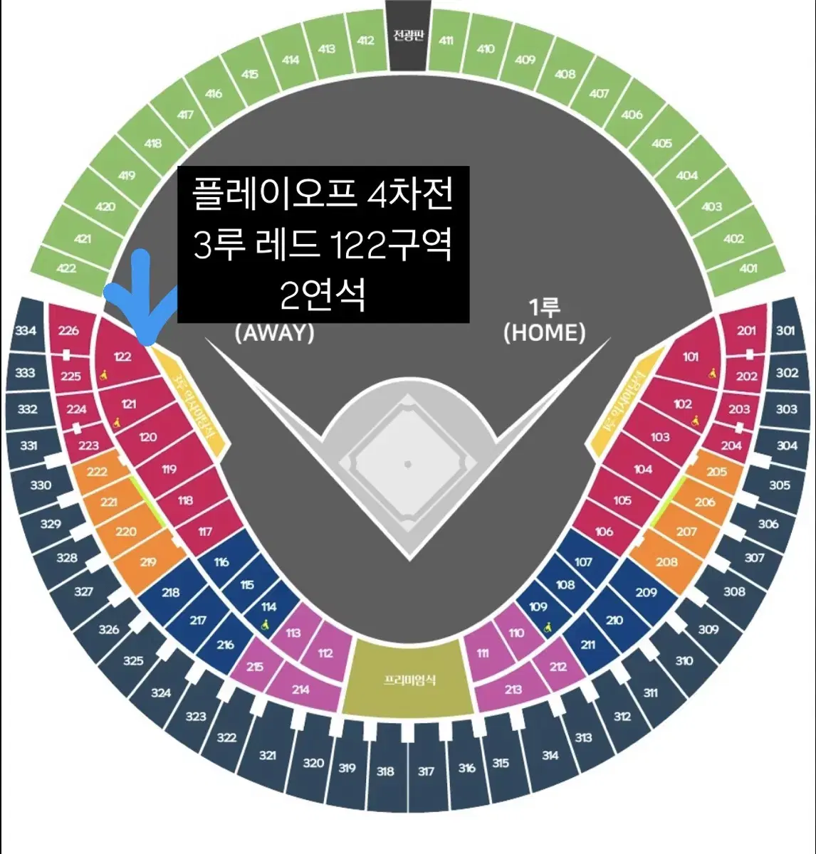 플레이오프 4차전 LG 트윈스 vs 삼성 라이온즈 레드 통로 2연석