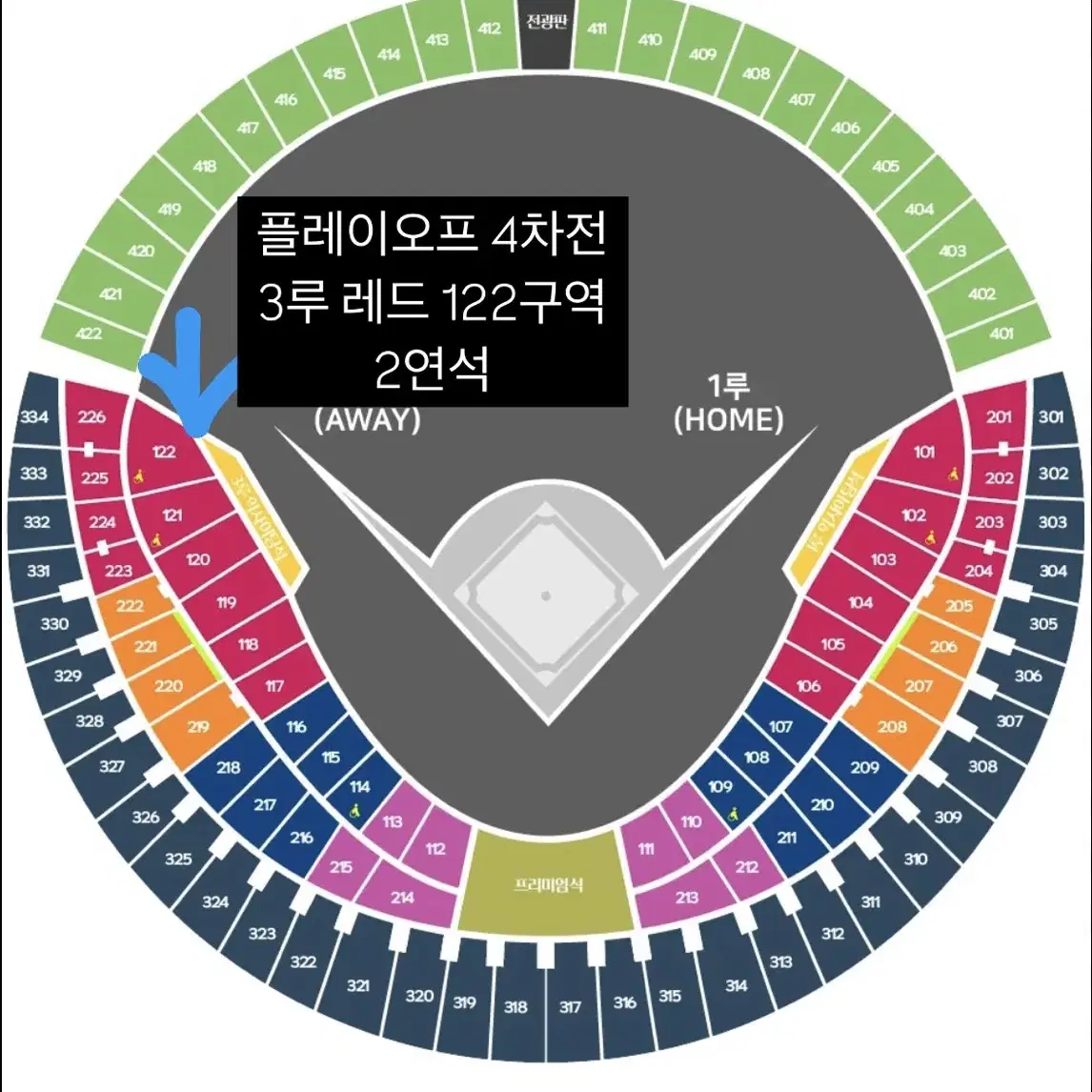 플레이오프 4차전 LG 트윈스 vs 삼성 라이온즈 레드 통로 2연석