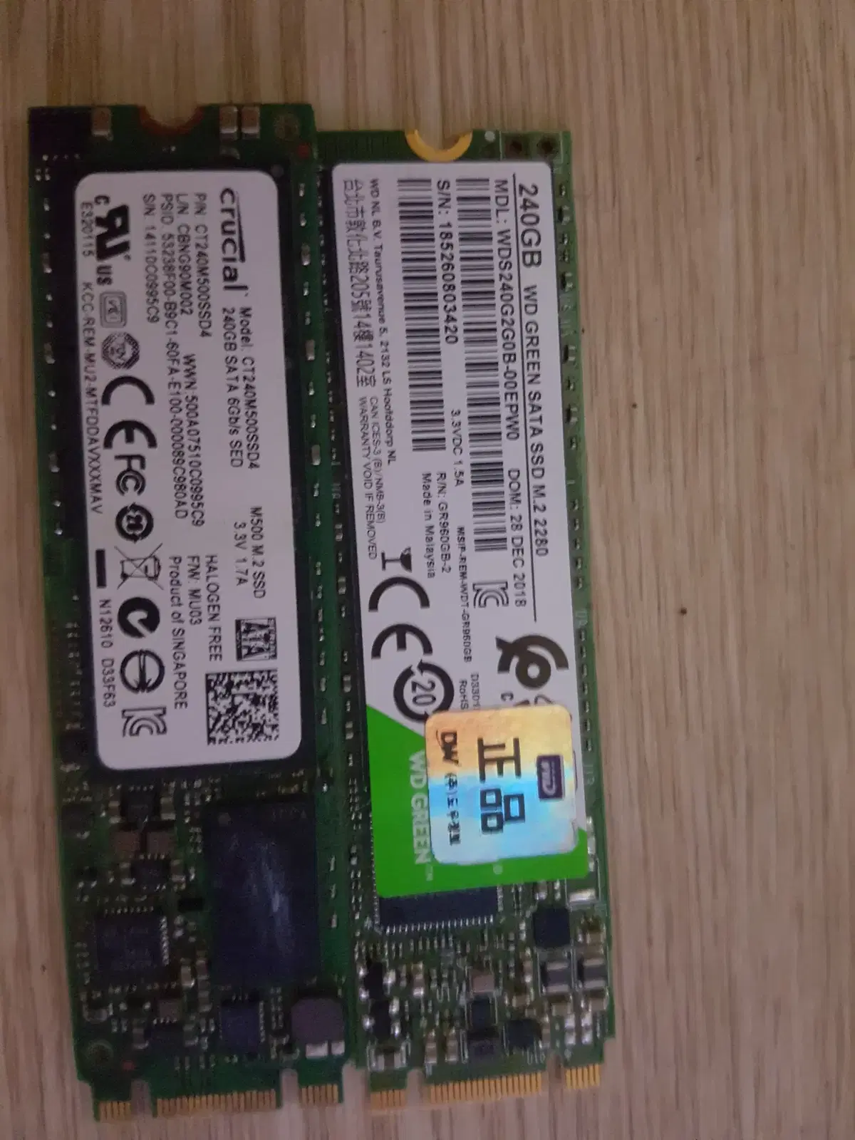 m.2 ssd 240gb 2개(wd,crucial)