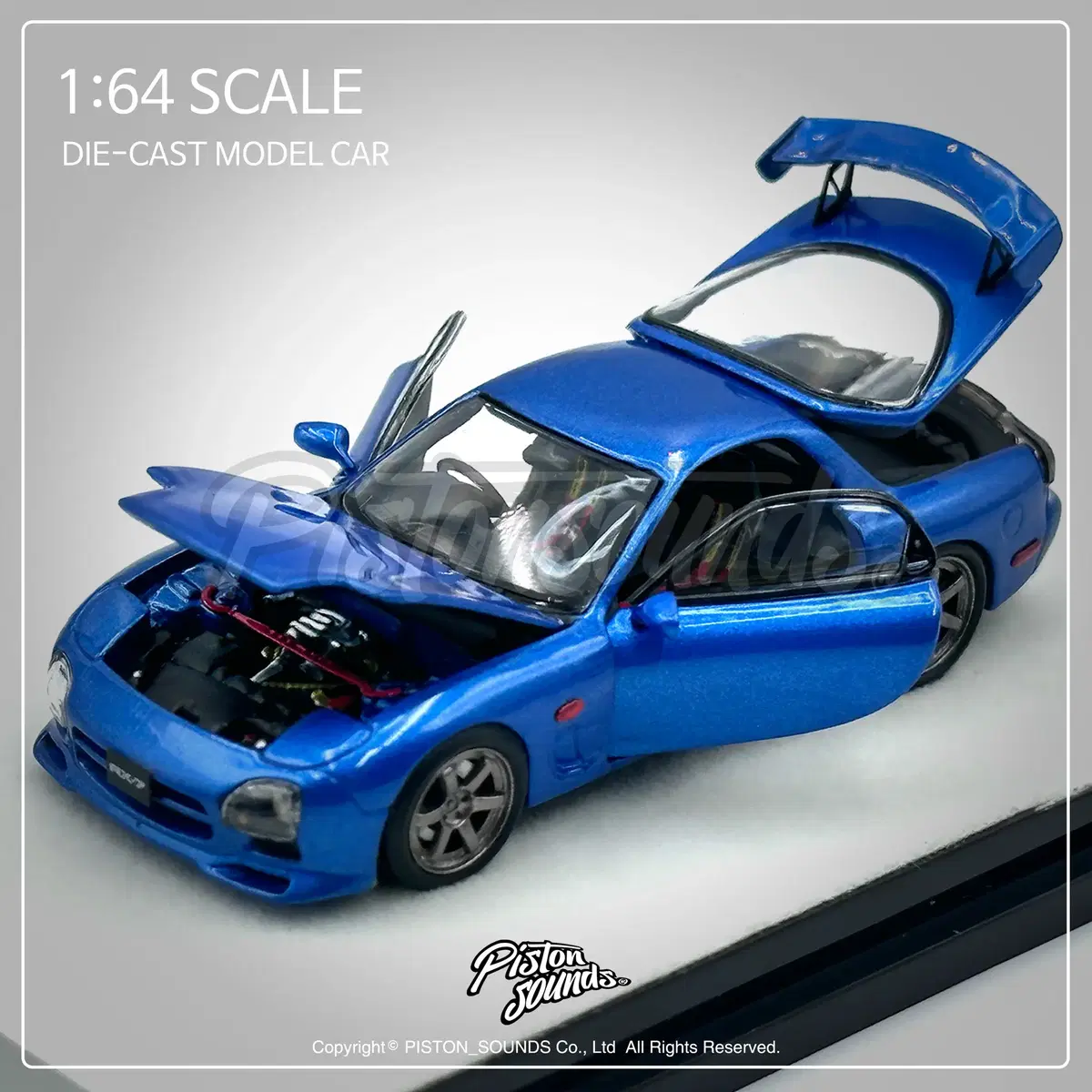 1:64스케일 마쯔다 RX7 FD3S 풀오픈 블루 다이캐스트 자동차모형