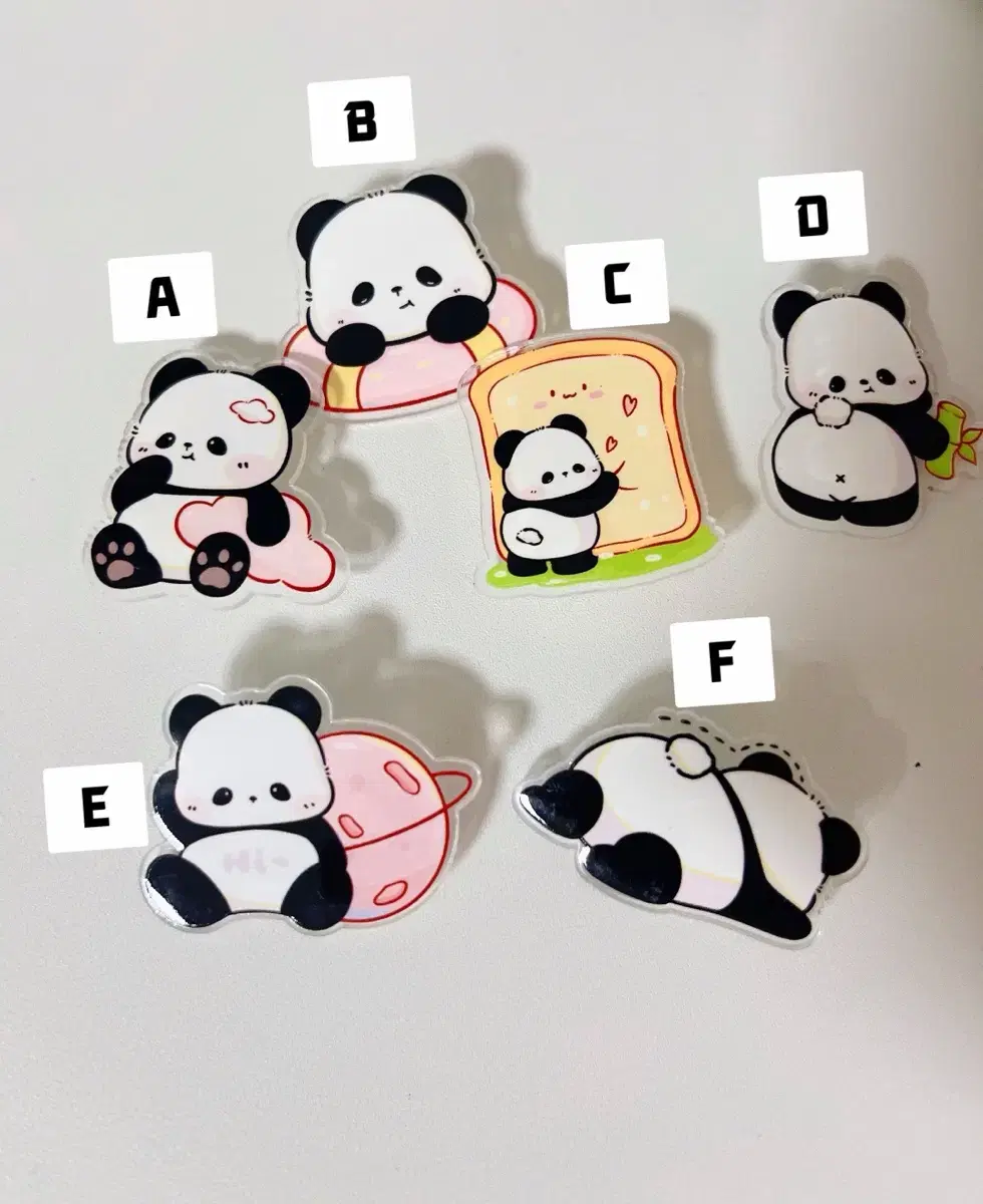 This is an acrylic panda badge (panda brooch).