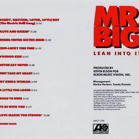 Mr. Big - Lean Into It (CD) 일본반 1991 NM-