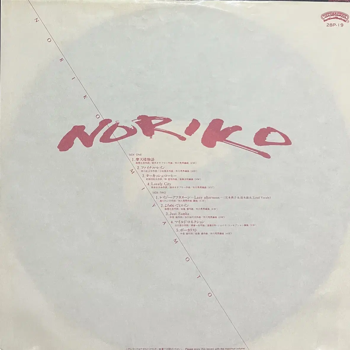 (시티팝)미야모토 노리코 Noriko Miyamoto-Noriko lp