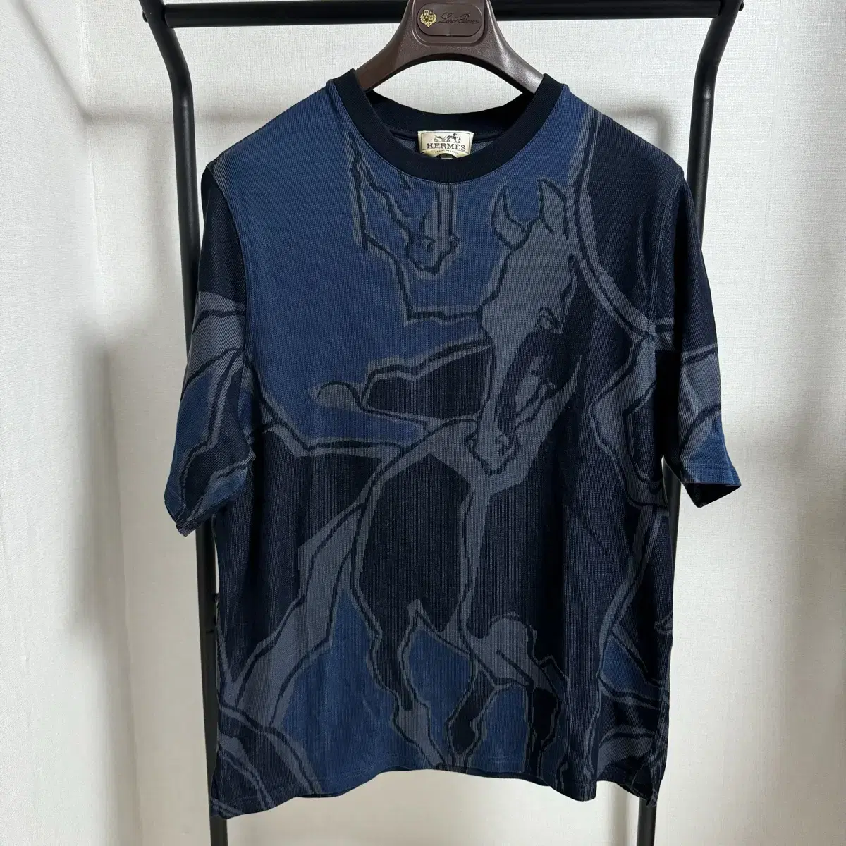 Hermès Short Sleeve Horse Print Navy