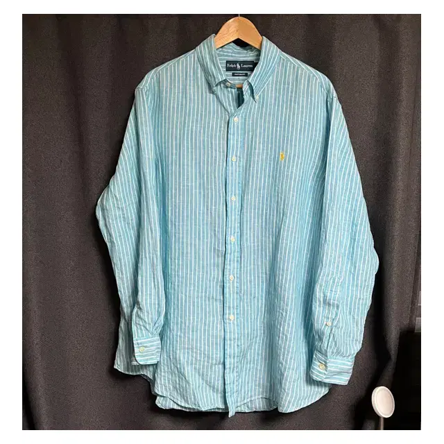 [L] Polo Ralph Lauren linen shirt, mint stripe