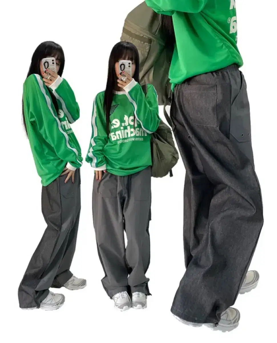 아쿠비클럽 데님 나일론 조거 팬츠 바지 블랙업 애니원모어 빈티지