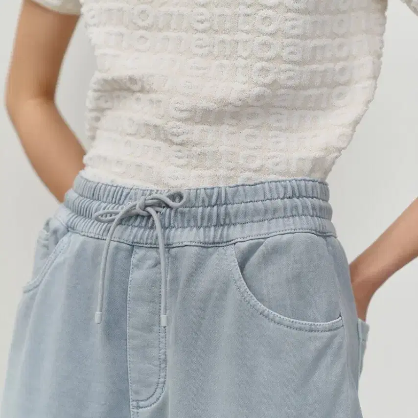 아모멘토 Amomento DRAWSTRING DENIM PANTS (BL