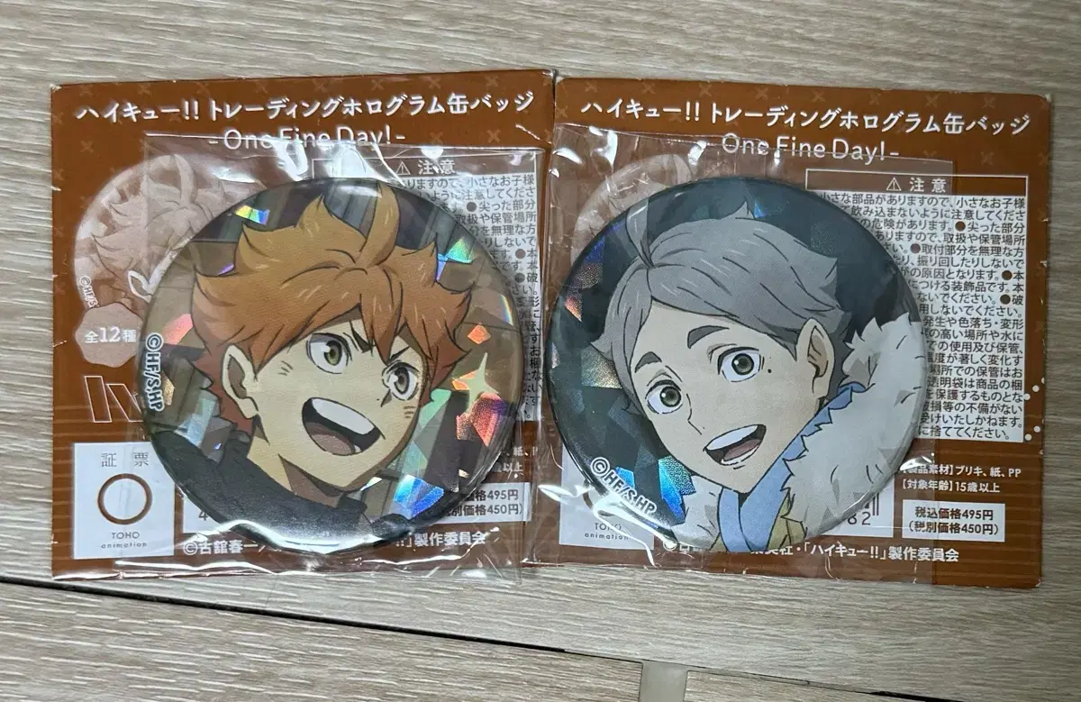 Haikyuu One Fine Day hologram Canbadge hinata Sugawara WTS