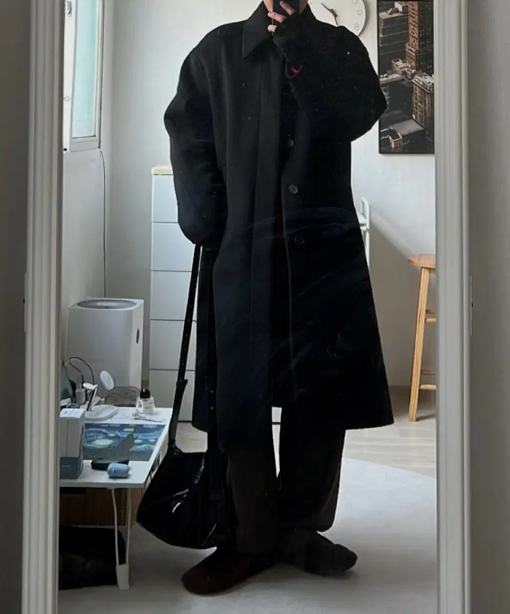 (L) Martin Plan Handmade Alpaca Overcoat Black