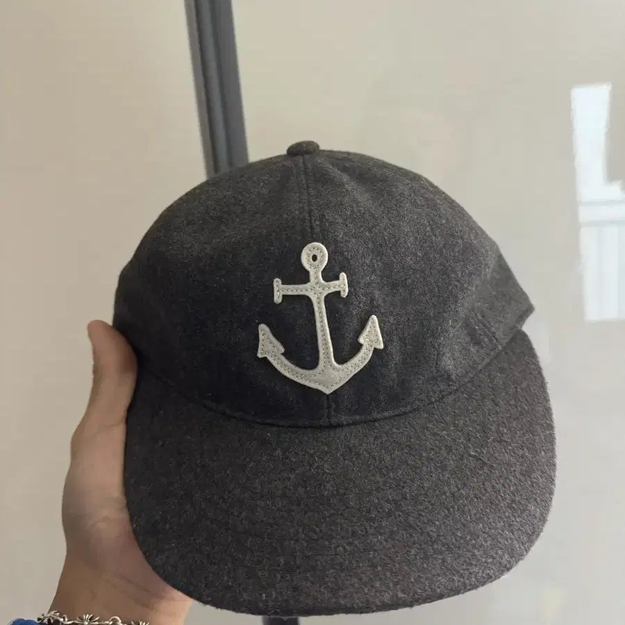 anchor wool ball cap grey