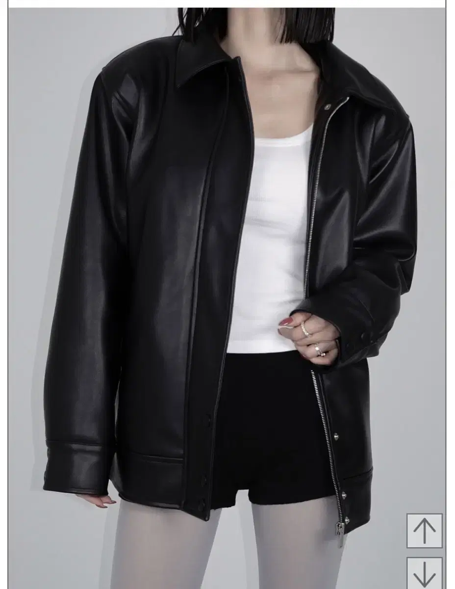 Pale Jade Leather Jacket in Black