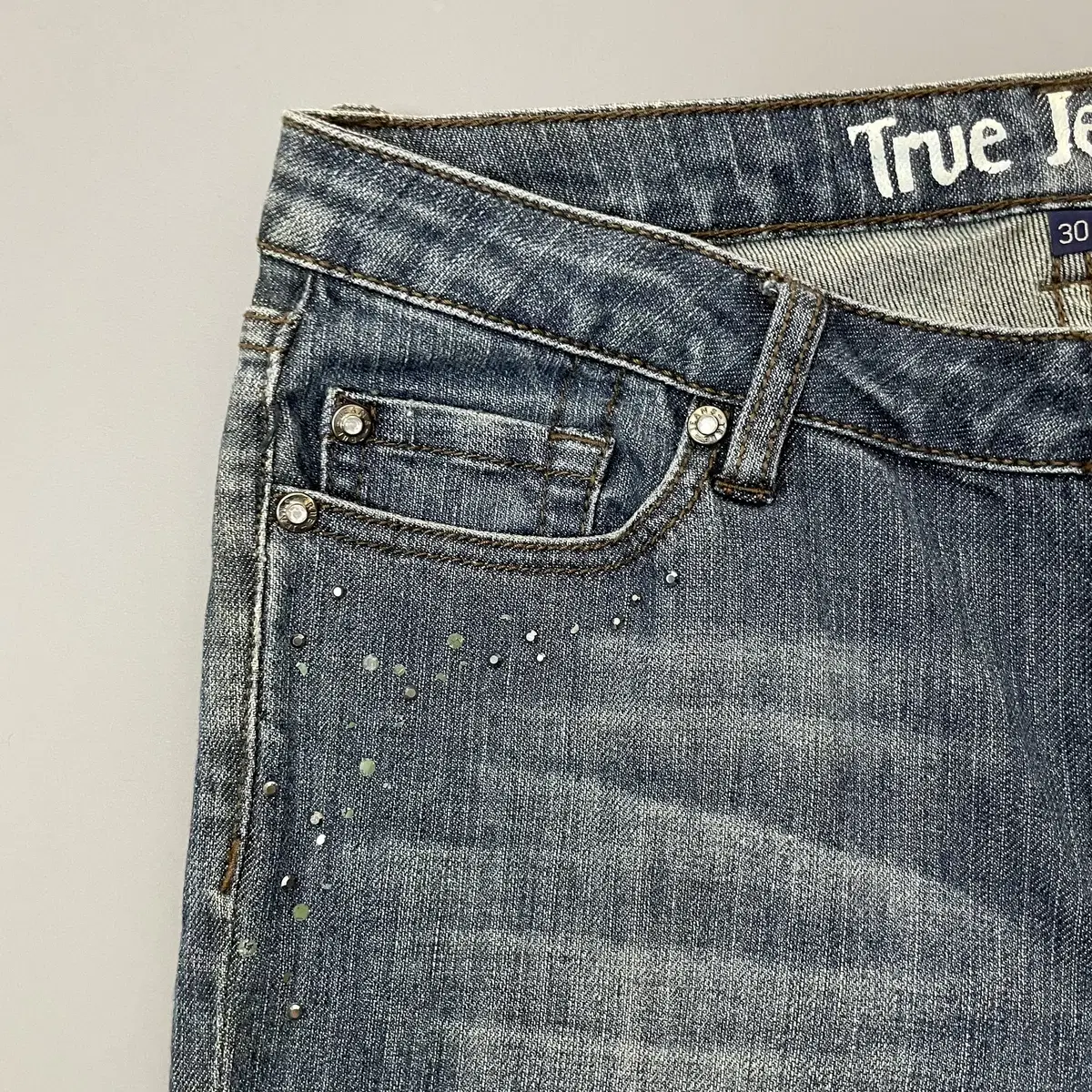 (30) True Jeans 큐빅 워싱 데님 팬츠