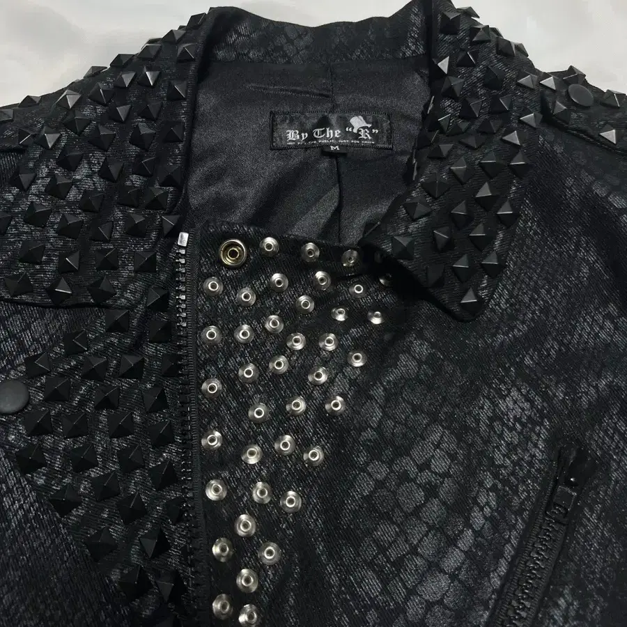 By The R Snake Skin Studded Biker Jacket