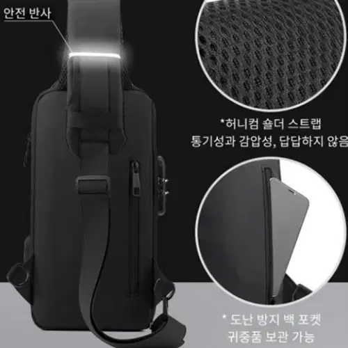 미니 방수 USB 충전 도난방지 메신저 슬링백