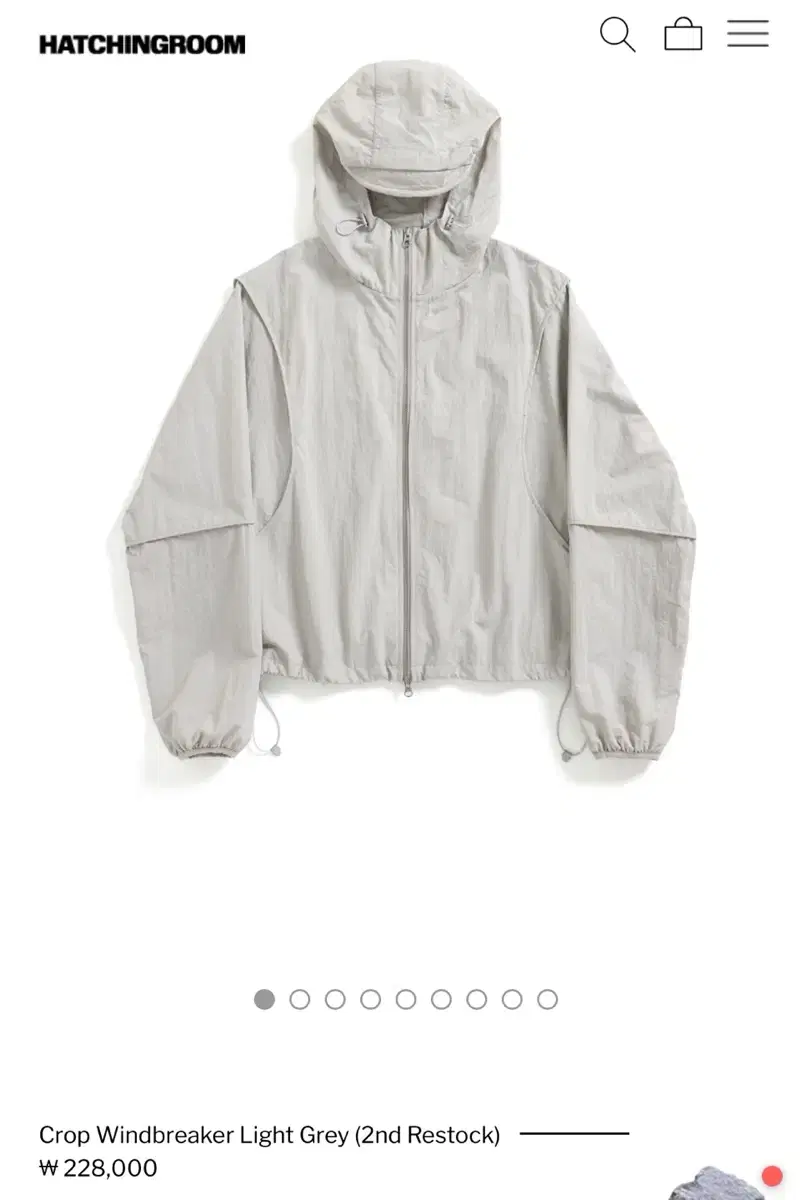 Hatching Room Crop Windbreaker Light Grey 2Size