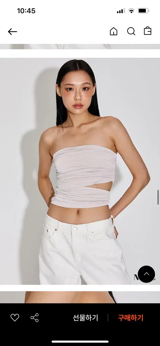 탑걸 ONE SIDE CUT OUT SHIRRING TUBE TOP