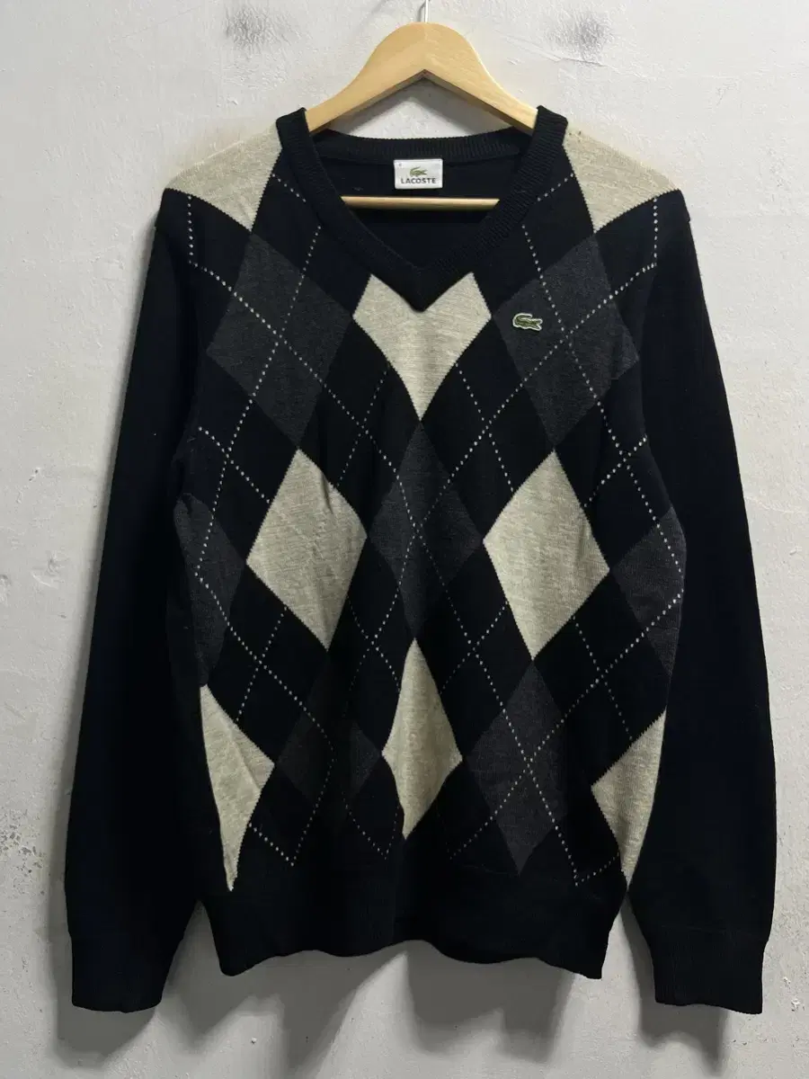 100% Lacoste Classic Argyle Pattern Knit Genuine