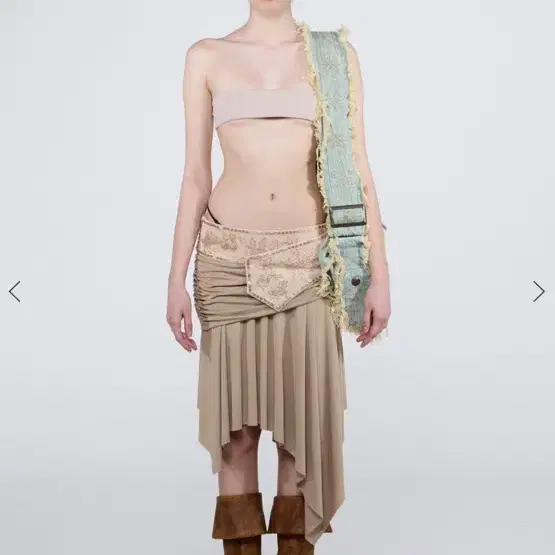 스컬프터  Beaded Jersey Skirt Beige