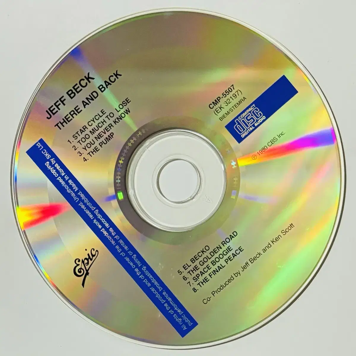 Jeff Beck - There & Back (CD)한국반1995민트급