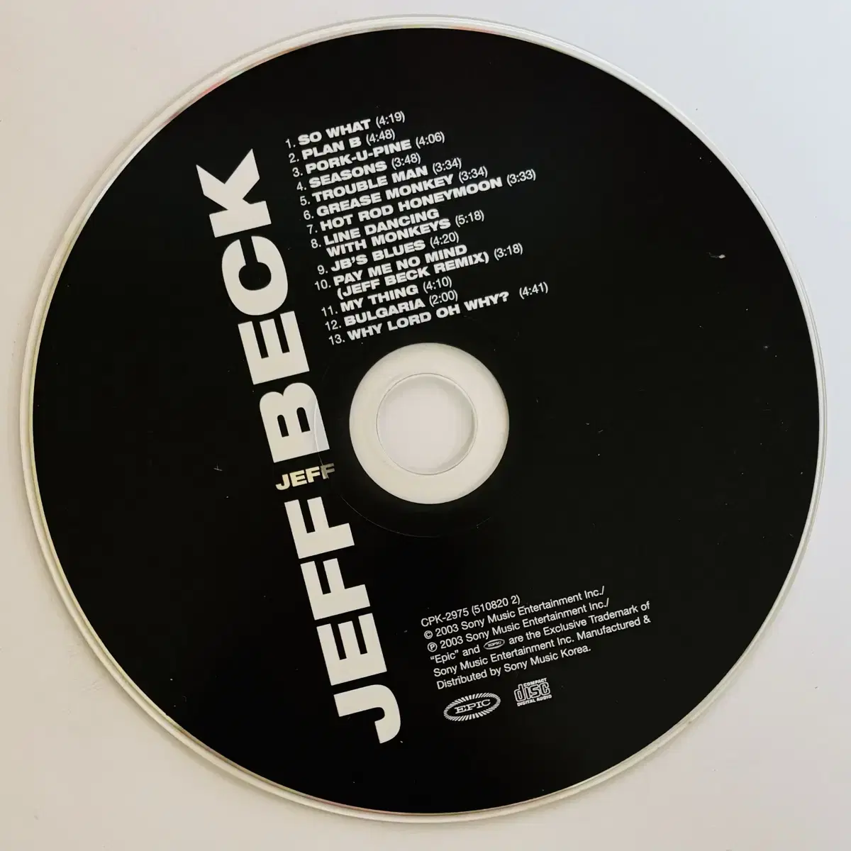 Jeff Beck - Jeff (CD) 한국반 2003 NM-