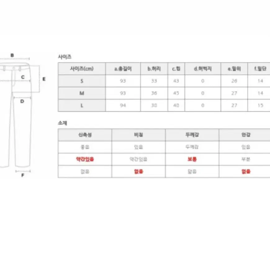 일자핏 스키니 기모데님 (새제품 L )