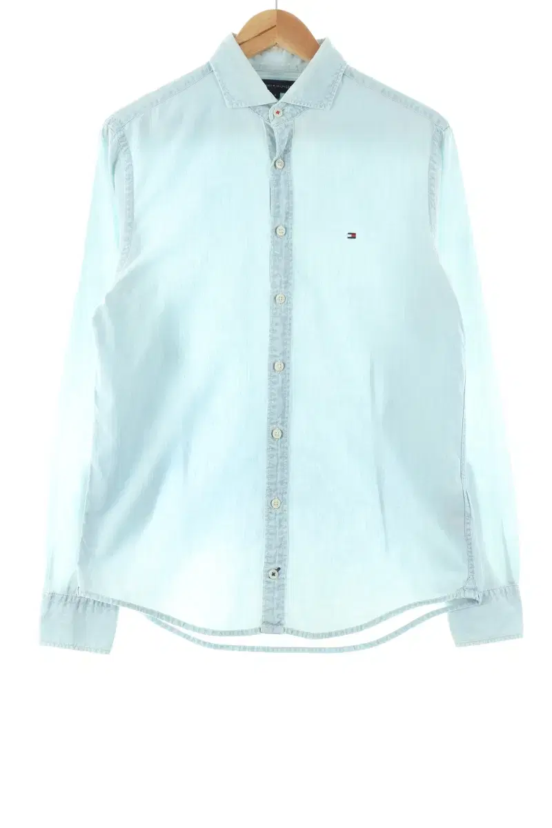 (S) Tommy Hilfiger Shirt Southern Light Blue Plain Solid Limited Edition-FA66