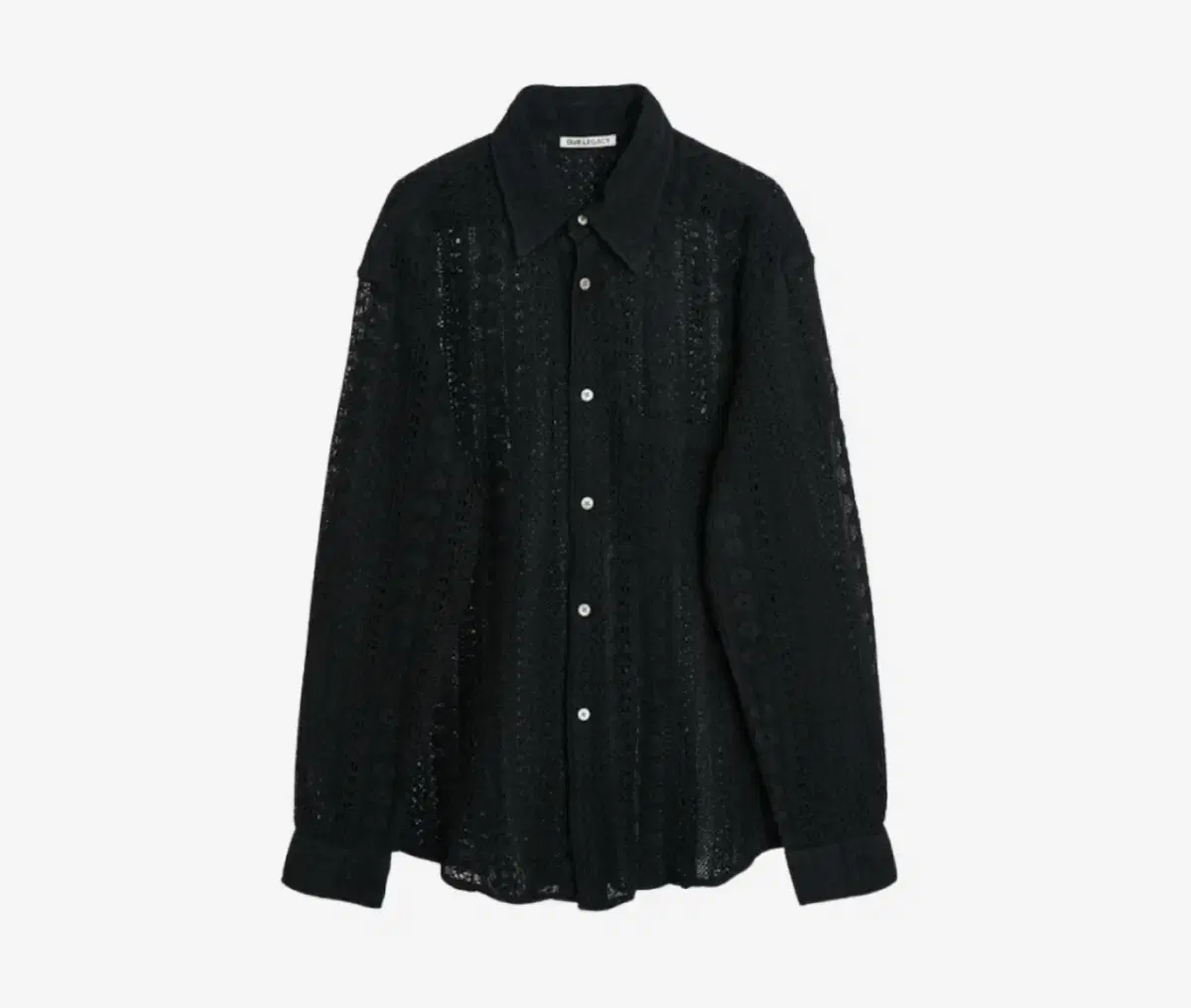 [48] Haregashi Coco Shirt Black Cotton Crochet