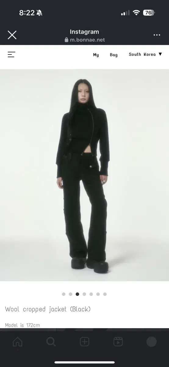 본네 Wool cropped jacket skirt (Black) set