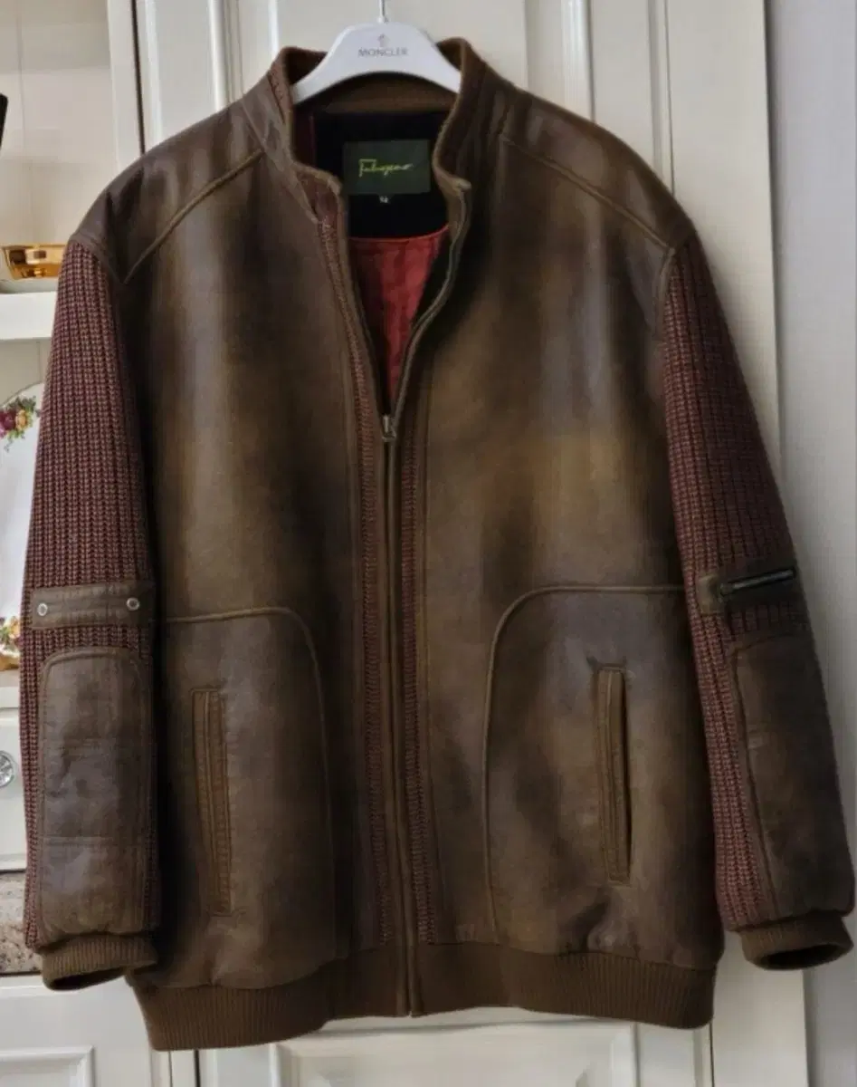 Ferragamo leather knit jacket in good condition (Cucinelli Chiton Loro Piana Hermes Tom Ford)